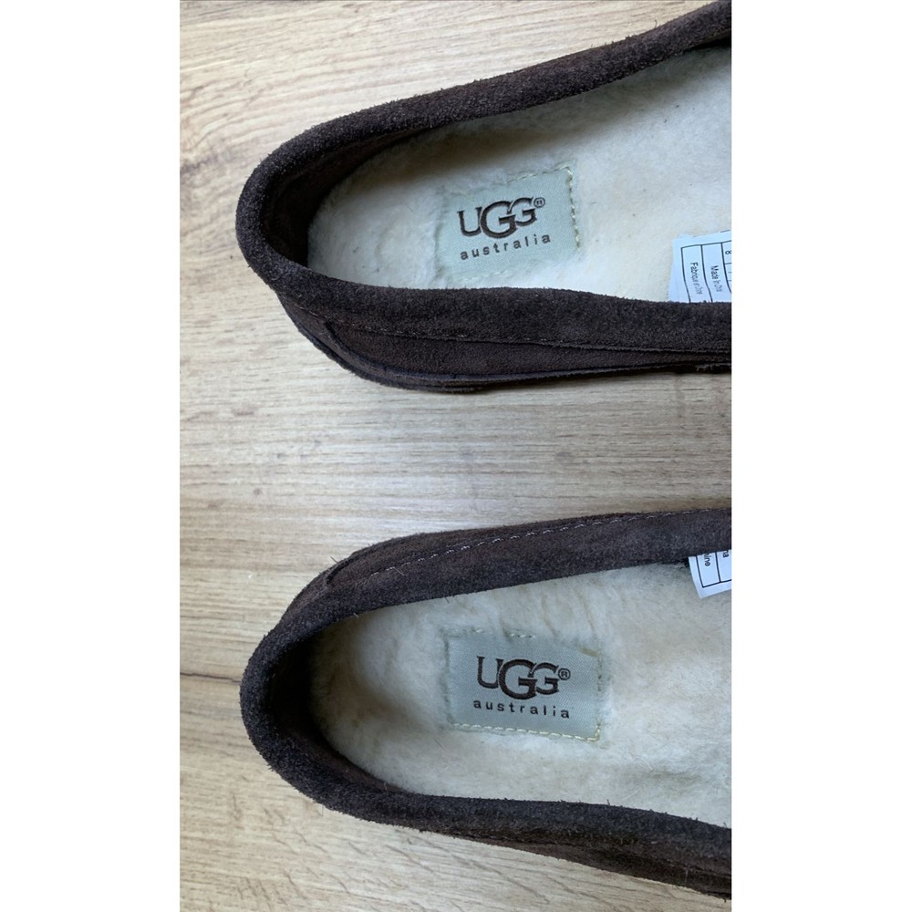 UGG Men’s 8 Alder Suede Slip On Loafers Sheepskin Lining Black Slippers 1003419 - Picture 16 of 16